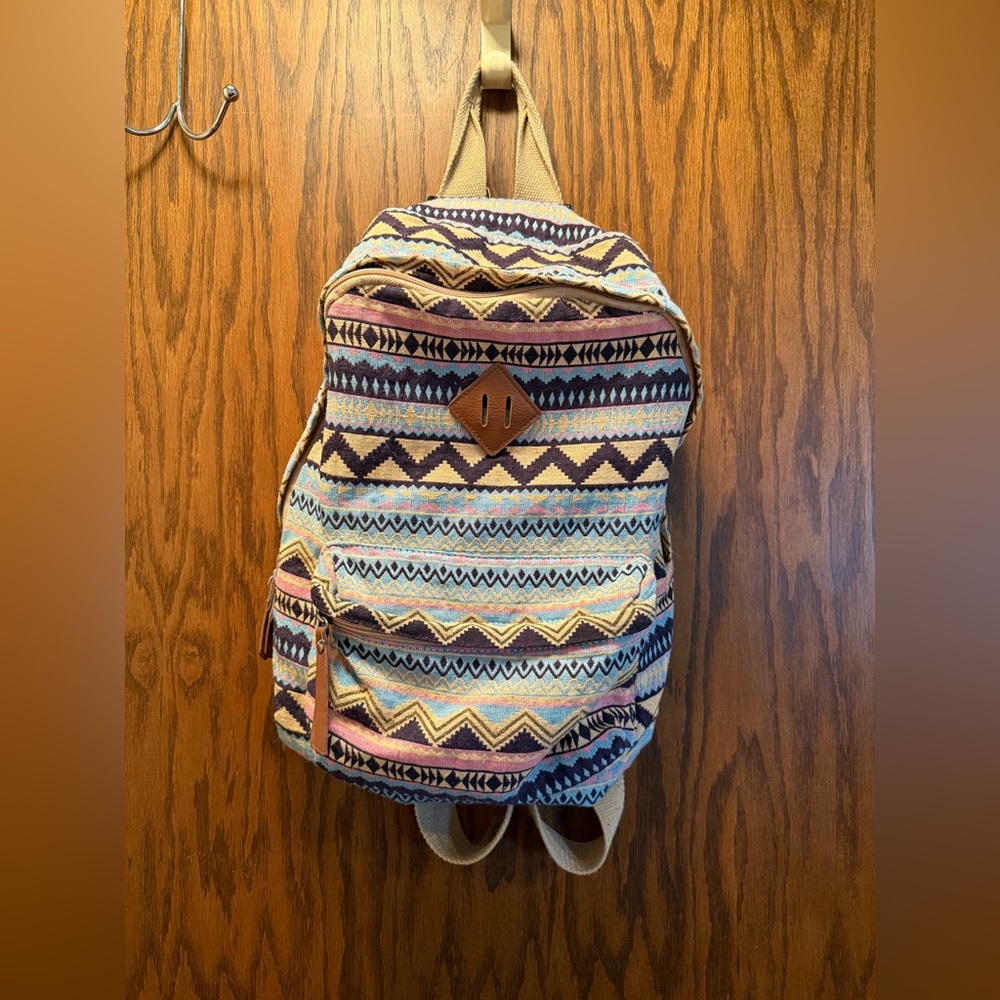 Aztec Patterned Backpack With Multicolor Design - image 1